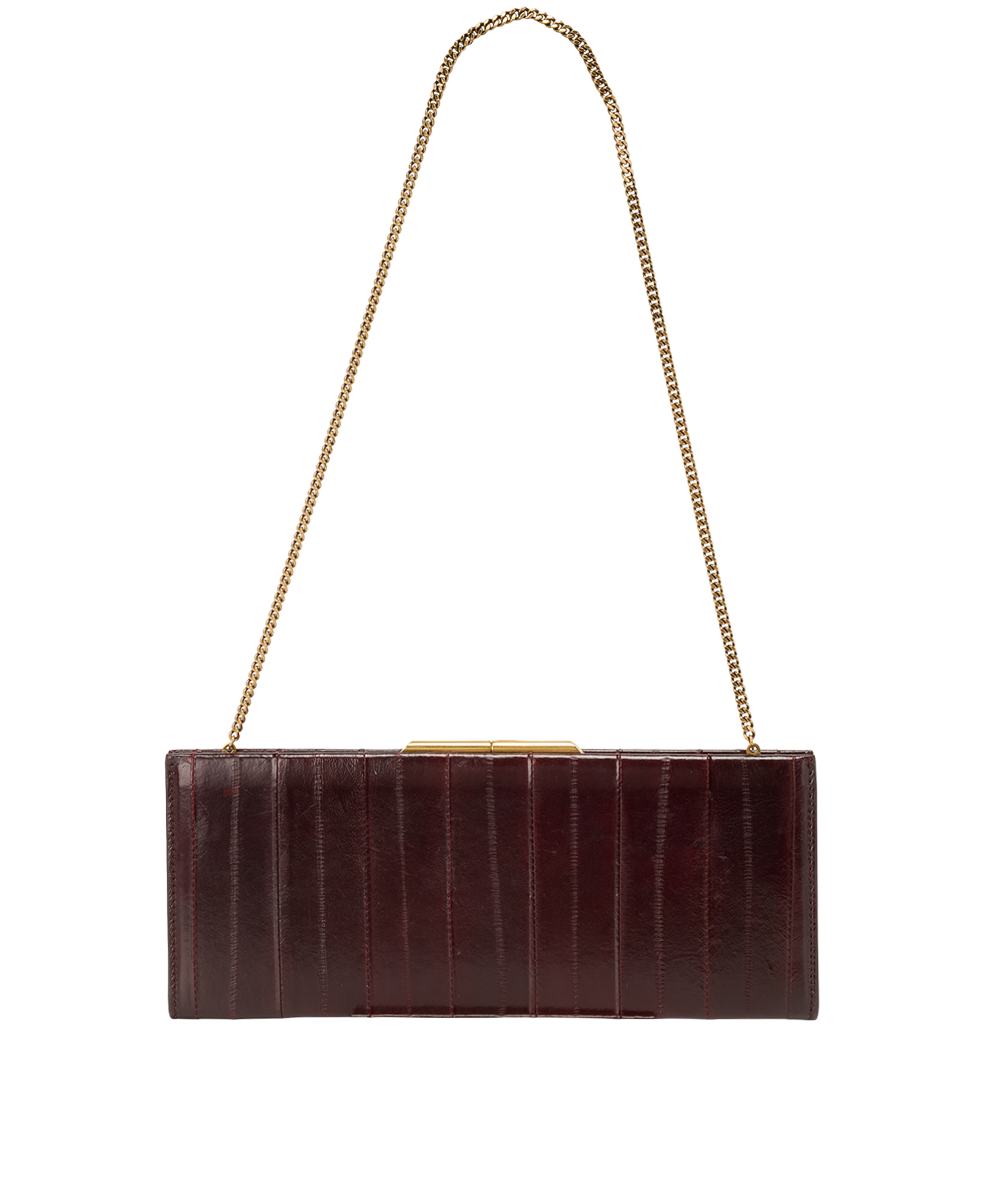 Small Midnight Clutch, &pound;650, Handbags, Burgundy, Leather, Back view